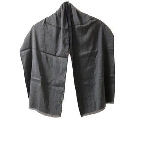 Auth GIORGIOARMANI - Dark Gray Black Wool Polyester Rayon Scarf